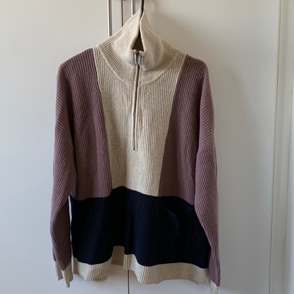 Madewell Glenbrook pull over color block sweater, size L - Picture 2 of 11